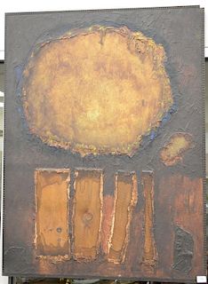 Alexander Zarick (1930-1983) oil/plaster on board abstract signed lower right Alexander Zarick. 49 1/2" x 37"
