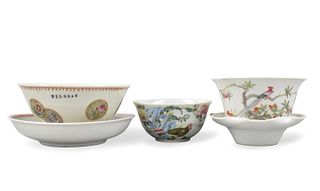 Set of 5 Famille Rose Cup Set & Bowl, ROC Period