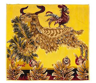 A Jean Lurcrat Wool Tapestry, Height 52 x width 58 inches.