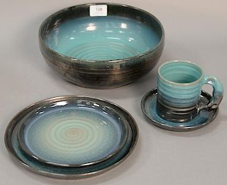 Rowantrees pottery partial dinner set, Bluehill ME. 42 pieces total