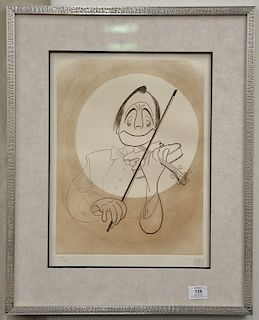 Al Hirschfeld (1903-2003) etching and aquatint of Jack Benny, signed in pencil lower right Hirschfeld, numbered in pencil lower left...