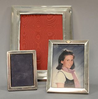 Three sterling picture frames LC LTD frame with gold crown Lav a Mano frame. largest frame 9" x 7"