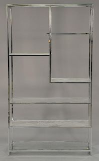 Milo Baughman for Thayer chrome etagere. ht. 75 in.; wd. 42 in.; dp. 16 in.