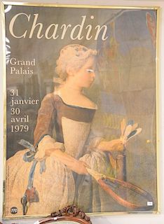 1979 Chardin Jean Baptiste Grand Palais lithograph poster. sight size 61" x 45"