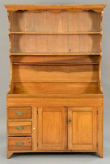 Primitive dry sink mounted with hutch top. ht. 76 in.; wd. 48 in.