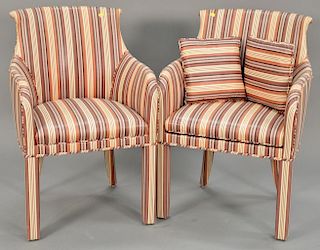 Two striped chairs.