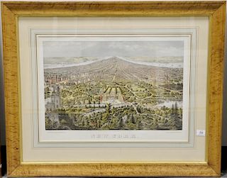 New York hand colored lithograph  taken from Central Park 1874  marked lower left: published by Geo. Degen, 22 Beekman St., N....