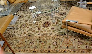 Room size Oriental carpet biege and red colors. 9'1" x 11'9"