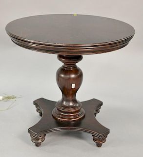 Two round contemporary stands (one without top). complete table: ht. 28 1/2 in.; dia. 32 in.