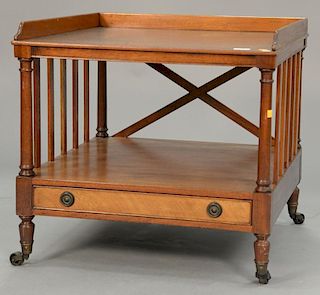 Baker square mahogany one drawer stand. ht. 25 in.; wd. 25 1/2 in.