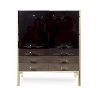 A Raymond Loewy Steel and Molded Plastic DF 2000 Tall Cabinet, Height 49 3/8 x width 41 x depth 19 7/8 inches.