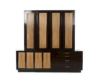 * A Harvey Probber Ebonized Cabinet on Stand, Height 73 x width 77 1/4 x depth 17 3/4 inches.