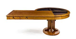 * A Michael Graves Burl Veneer Vitrine Desk, Height 31 x width 78 3/4 x depth 48 1/2 inches.