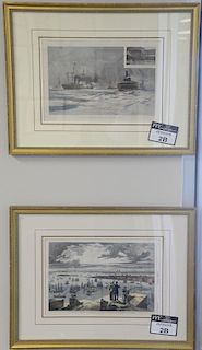 Set of ten Harpers Weekly hand colored lithographs, framed and matted by Wesley Allen Framemakers. average size 10" x 15" sight size