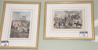 Set of ten Harpers Weekly hand colored lithographs, all framed and matted matching by Wesley Allen Framemakers. average size 10" x 1...