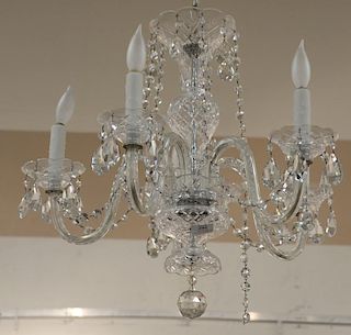 Crystal five light chandelier in the manner of Waterford. ht. 21 1/2 in.; dia. 23 in.