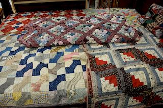 Five early quilts plus pillow.