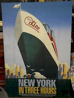 R. Crawford New York in Three Hours Circle Line mounted poster, Sailing from Pier 83, Design: McCaffery & Ratner. 68" x 47"