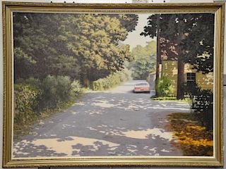 Paul Sibley oil on canvas Main Sunny Summer Street, signed lower right Sibley. 26" x 36"