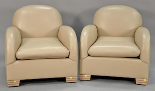 Pair of 1980's Deco style leather chairs.