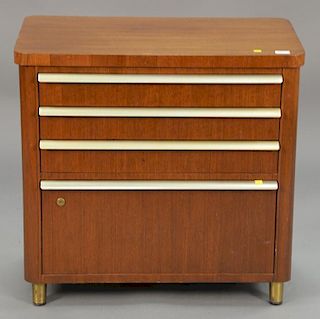 Stow Davis modern mahogany four drawer stand. ht. 29 in.; wd. 30 in.; dp. 18 in.
