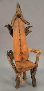 Folk Art Sudtio integrating free edge armchair. back ht. 67 in.