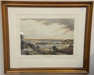 Aquatint, New York in 1822 from the Heights near Brooklyn. 18" x 23 1/2" plate size
