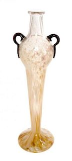A Charles Schneider Glass Vase, Height 18 1/2 inches.