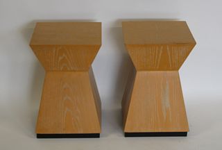 A Vintage Pair Of Cerused Oak Stands / Stools.