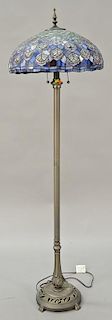 Tiffany style leaded glass violet floor lamp. ht. 62 in.; shade dia. 18 in.