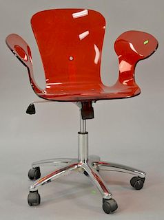 Euro Modern red acrylic office chair.