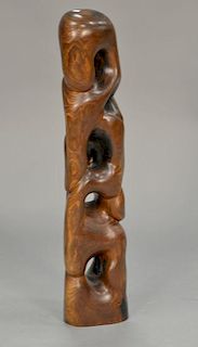 Paul R. Perras (1931-2011) carved rosewood abstract statue, signed on bottom P. Perras. ht. 36 in.