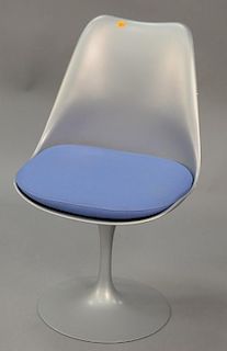 Knoll Eero Saarinen 50th Anniversary tulip style grey side chair.