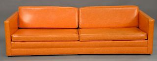 Orange Tuxedo vinyl sofa. lg. 92 in.