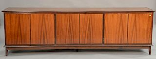 Rosewood sideboard, steel inlaid banding. ht. 33 in.; wd. 108 in.; dp. 21 in.