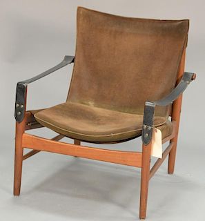 Swedish Safari chair by Hans Olsen Suede, signed Mvis Amobler Kinna Design.