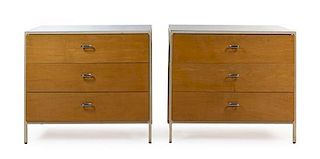 * A Pair of George Nelson Steel Frame Chest of Drawers, for Herman Miller, Height of pair 29 1/2 x width 33 1/2 x depth 17 inche