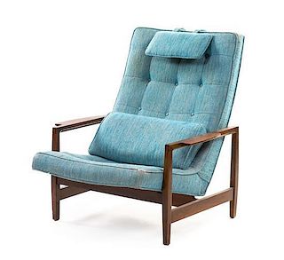 * An Edward Wormley Walnut Lounge Chair, for Dunbar, Height 37 inches.