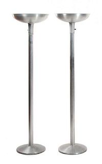 A Pair of Aluminum Floor Lamps, Height 70 1/4 inches.