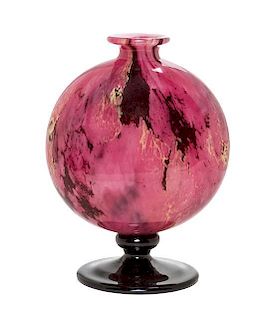 A Charles Schneider Glass Vase, Height 7 inches.