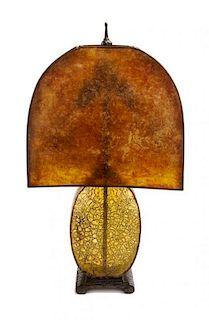 A French Art Deco Mica and Glass Table Lamp, Height 23 1/2 inches.