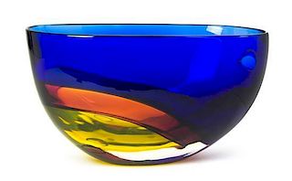An Italian Studio Glass Center Bowl, Archimede Seguso for Tiffany, Width 14 3/8 inches.