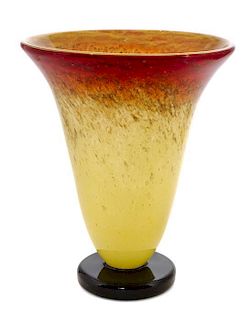 A Charles Schneider Glass Vase, Height 8 inches.