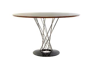 An Isamu Noguchi Laminated and Enameled Steel Cyclone Table, Height 28 3/4 x diameter 47 5/8 inches.