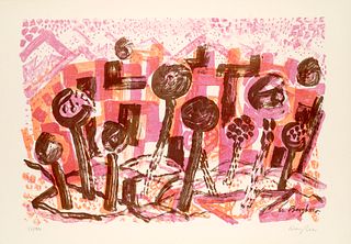 Bargheer, Eduard Afrika. Mit 5 (von 10) Farblithographien von Eduard Bargheer. Stuttgart, Verlag Galerie Valentien, 1966. 7 Bll. Blattmaße je 42,5 x 5