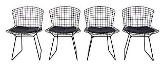 * A Set of Four Harry Bertoia Enameled Wire Chairs, for Knoll, Height 29 1/2 inches.