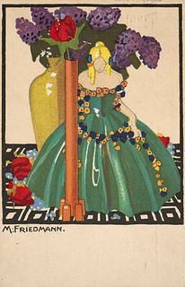 Friedmann, Mitzi Original Postkarte der Wiener Werkstätte No. 543. Um 1920. Lithographie auf Papier. 14 x 9 cm. Drucksigniert "M. Friedmann".