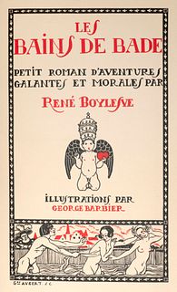 Boylesve (i.e. R. Tardiveaux), René Les Bains de Bade. Mit 12 Textillustrationen, 12 Textvignetten und 7 Zweifarbtafeln von Georges Barbier. Paris, Le