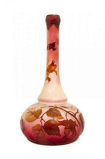 An Andre Delatte Cameo Glass Vase, Height 10 1/2 inches.