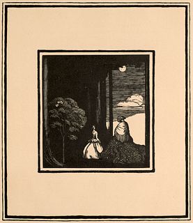 Hofmannsthal, Hugo von Der weisse Fächer. Ein Zwischenspiel. Mit 4 OHolzschnitten von Edward Gordon Craig. Leipzig, 1907. 14 nn. Bll. Gr.-4°. HPgt. mi